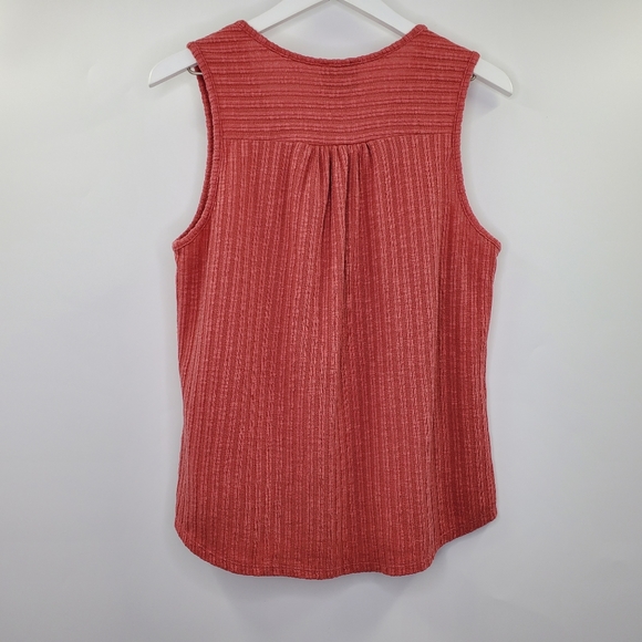 W5 Button Front Ribbed Knit Tank Rose Pink Boho - Picture 4 of 5